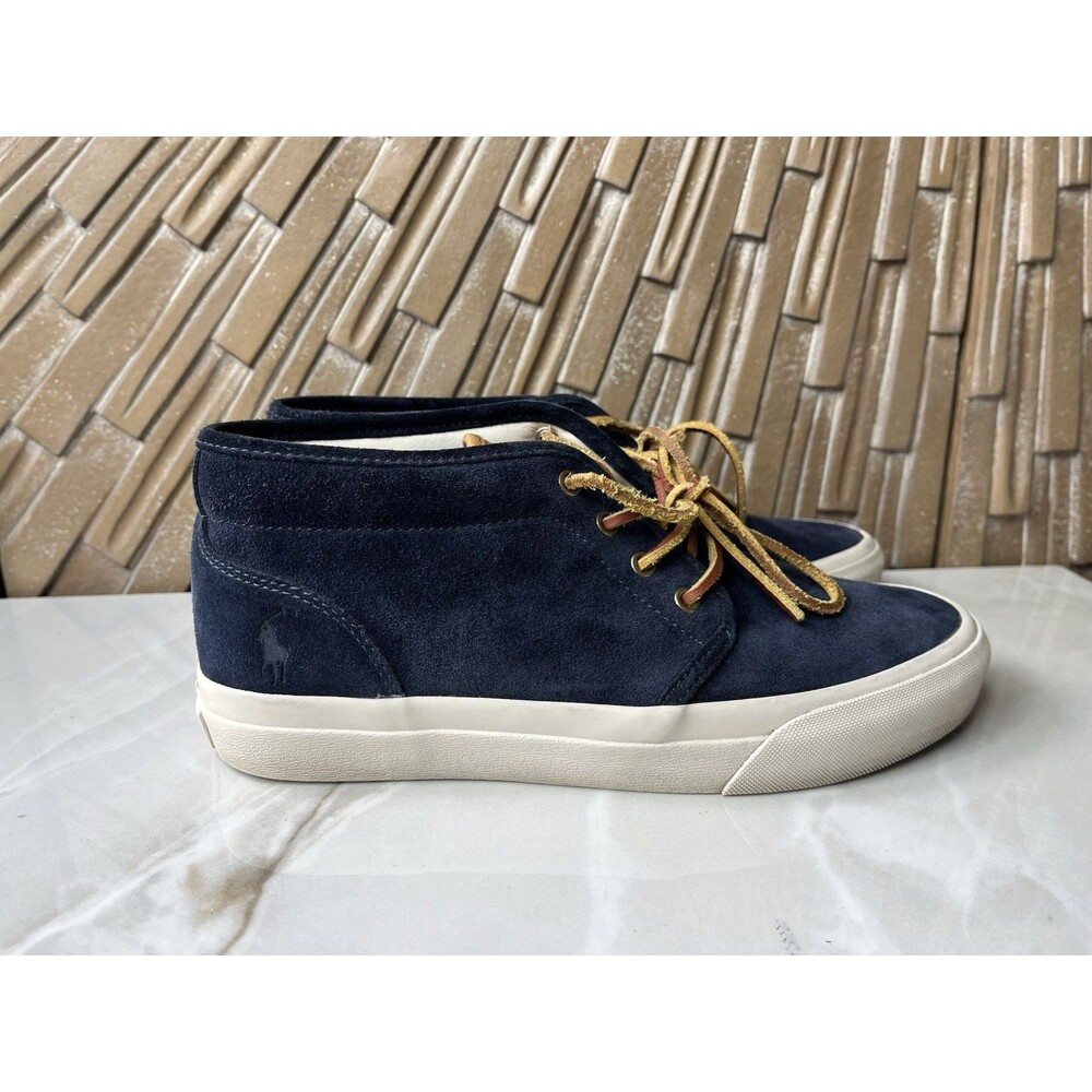 Polo Ralph Lauren Keaton Chukka Sneakers Hi Top Navy Men Sz 8.5 Suede Leather
